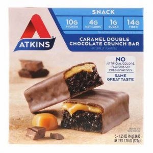 Comprar atkins, barra de proteína, caramelo e duplo chocolate - 5 barras preço no brasil barras barras de baixo carboidrato suplementos de musculação suplemento importado loja 3 online promoção -