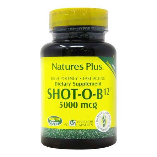 Nature's Plus, Shot-O-B12 5000 mcg - 60 Cápsulas Vegetarianas