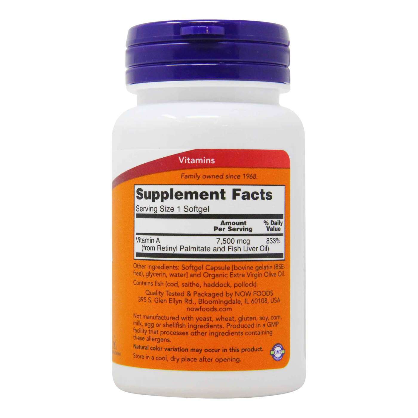 Vitamina A Now Foods 25.000 UI 100 Cápsulas. Gel - Imagem 2