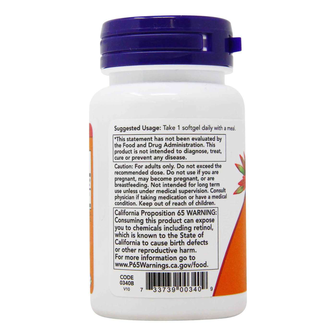 Vitamina A Now Foods 25.000 UI 100 Cápsulas. Gel - Imagem 3