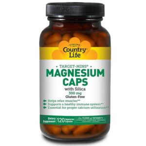 Country Life, Cápsulas de Magnésio com Sílica - 100 mg - 120 Cápsulas Vegetarianas