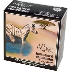 Light Mountain, Colorante Natural e Condicionador de Cabelos - Henna Borgonha - 113g