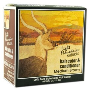 Light Mountain®, Tintura e Condicionador Natural para Cabelos, Castanho Médio - 113 g (4 oz)