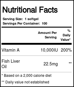 Vitamina A 10.000 UI Óleo do fígado de peixe Now Foods - 100 Cápsulas em Gel - Imagem 4