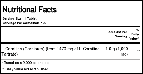 Now Foods, L-Carnitina 1000 mg - 100 Tabletes - Imagem 4