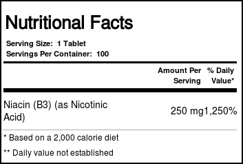 Nature's Life Niacina 250 mg 100 Tabletes - Imagem 3