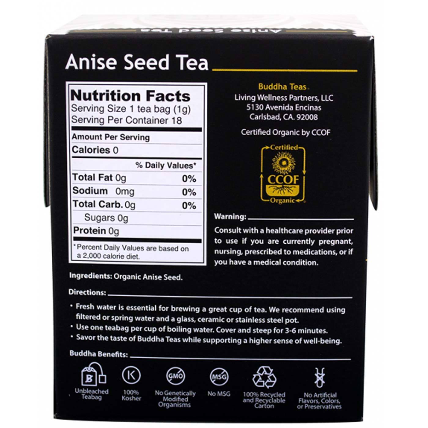 Buddha Teas, Chá de Sementes de Anis - 18 Saquinhos de Chá - Imagem 2