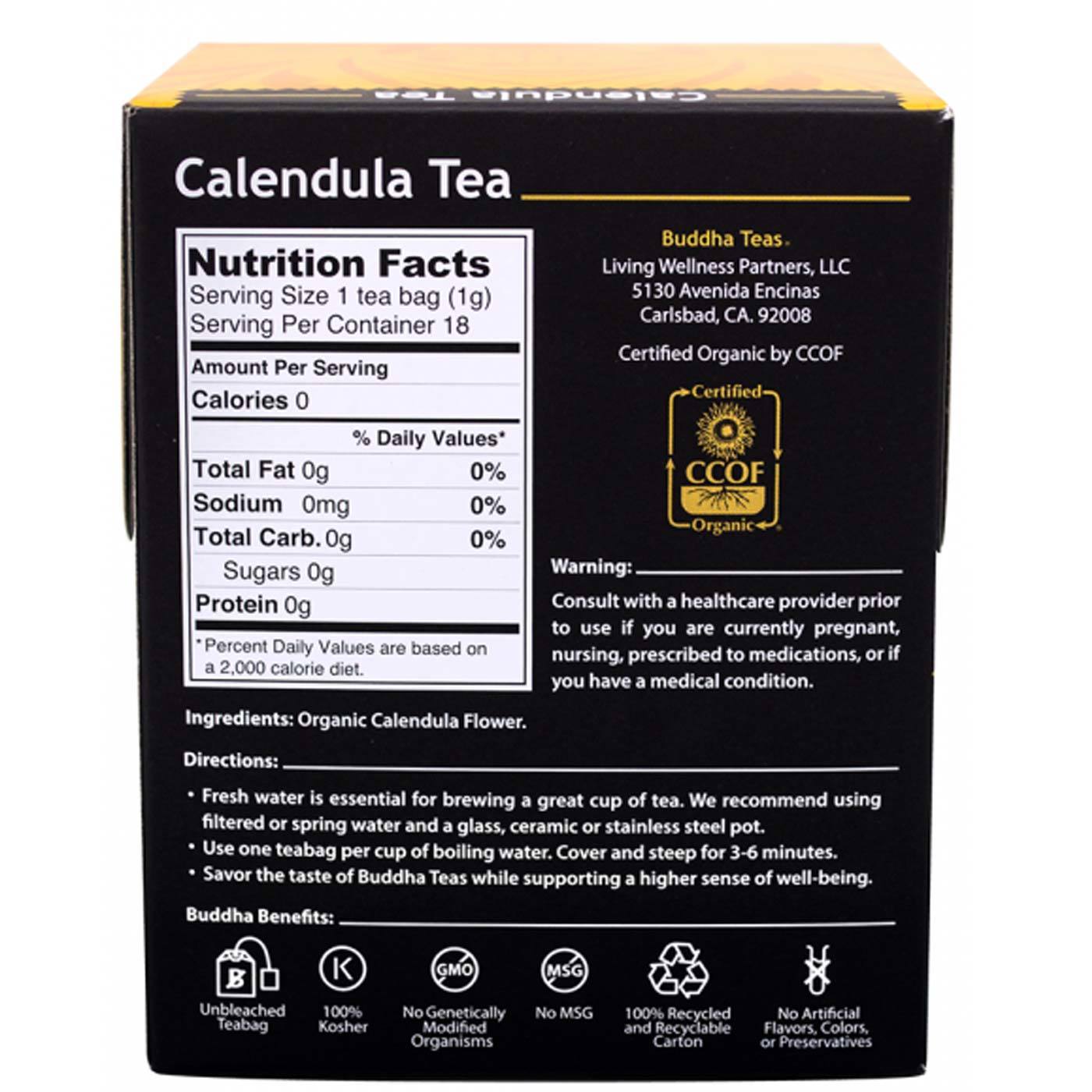 Buddha Teas, Chá de Calêndula - 18 saquinhos - Imagem 2