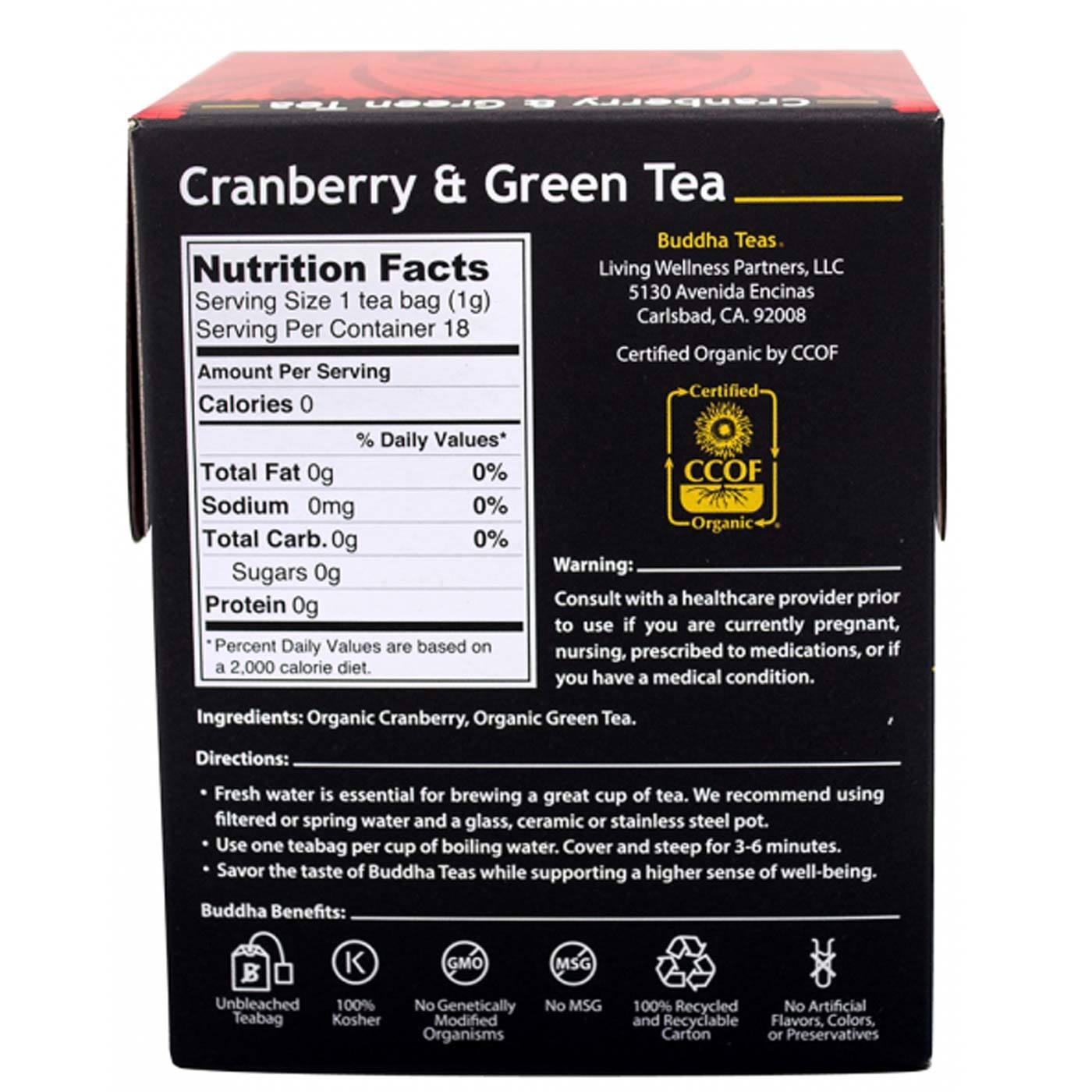 Buddha Teas, Chá Verde e Cranberry - 18 Saquinhos de Chá - Imagem 2