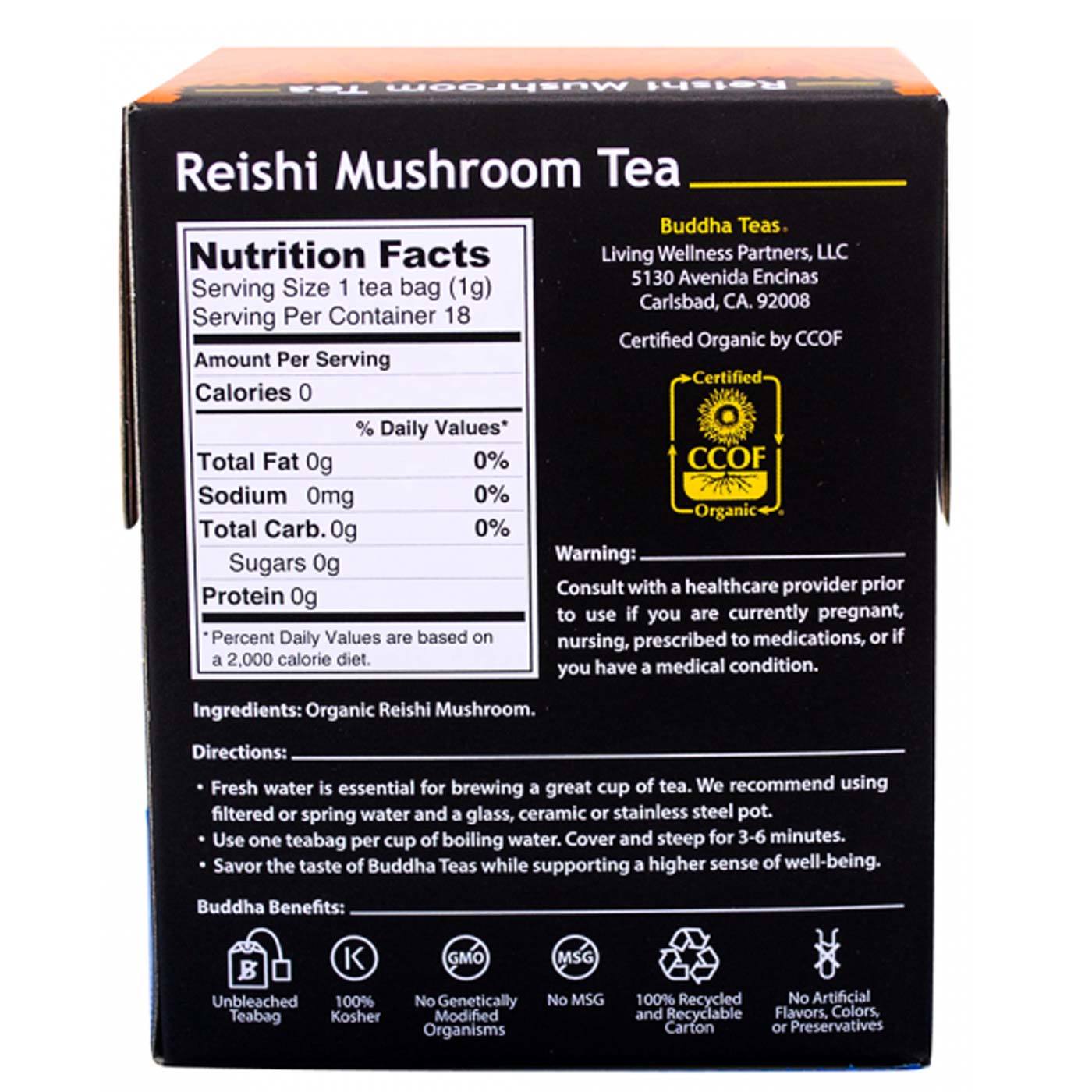 Buddha Teas, Chá de Cogumelo Reishi - 18 saquinhos - Imagem 2