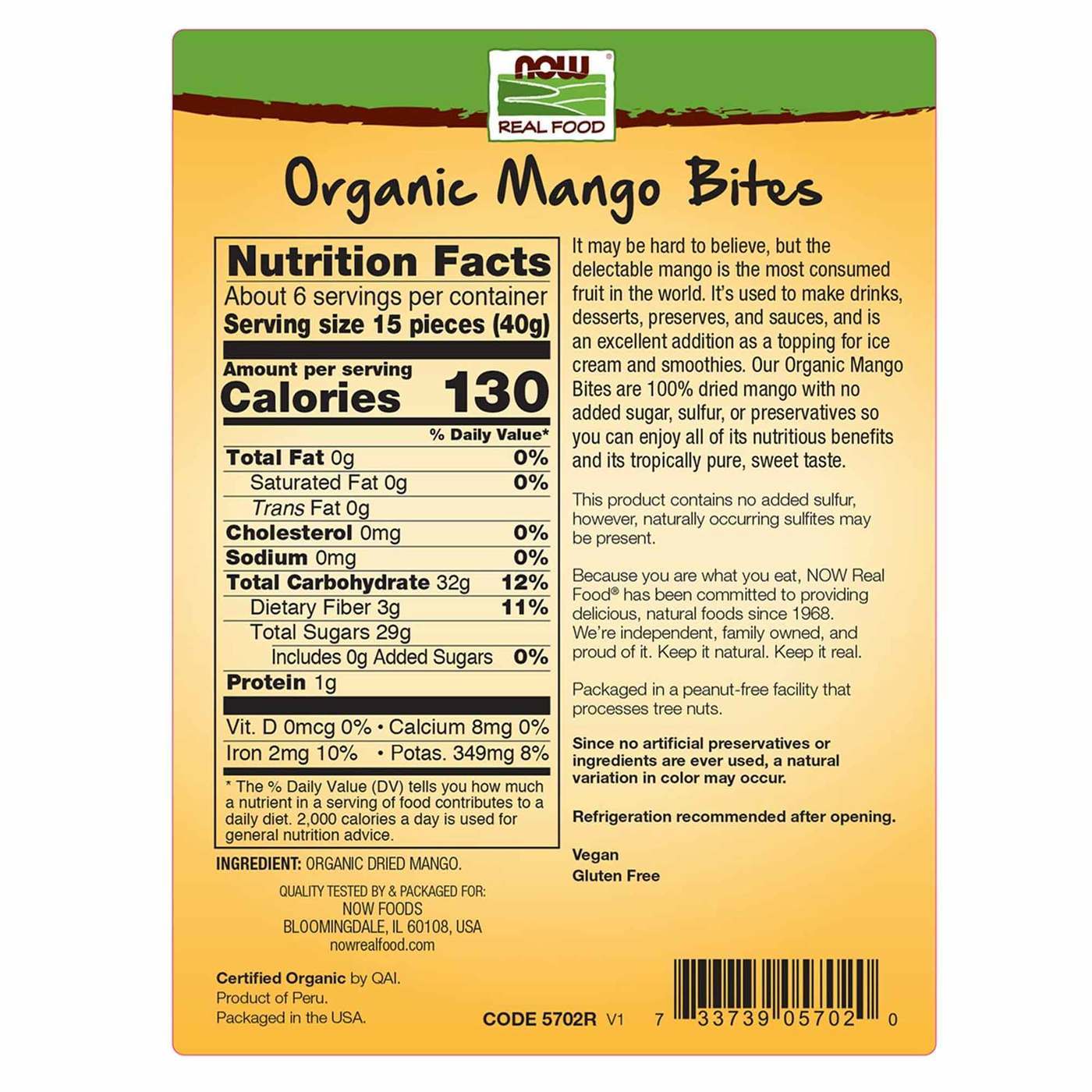 Now Food, Pedaços de Manga Orgânica - 8 oz (227g) - Imagem 2