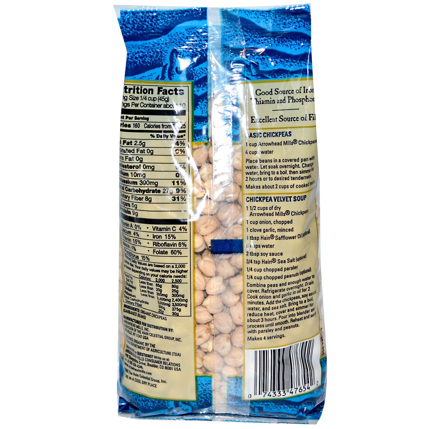 Arrowhead Mills, Grão de Bico (Garbanzos) - 453 g (16 oz) - Imagem 2