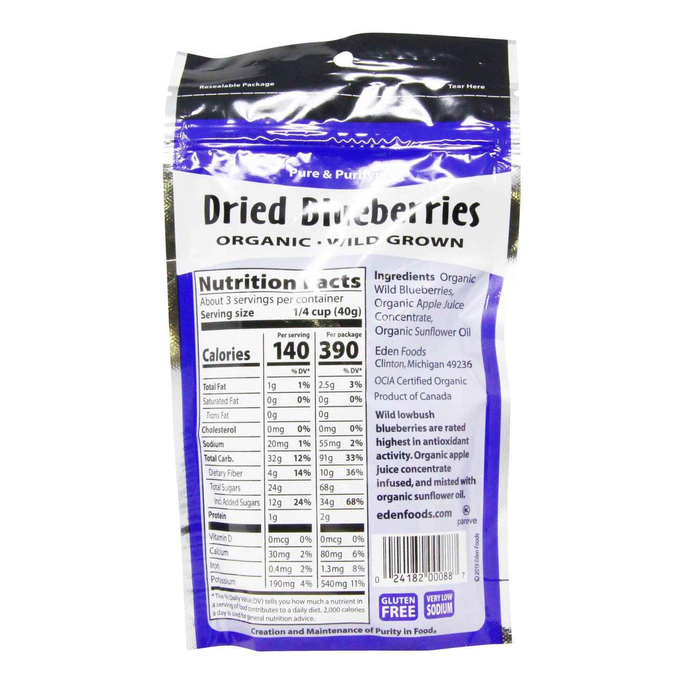 Eden Foods, Mirtilos Orgânicos Secos - 113 g (4 oz) - Imagem 2