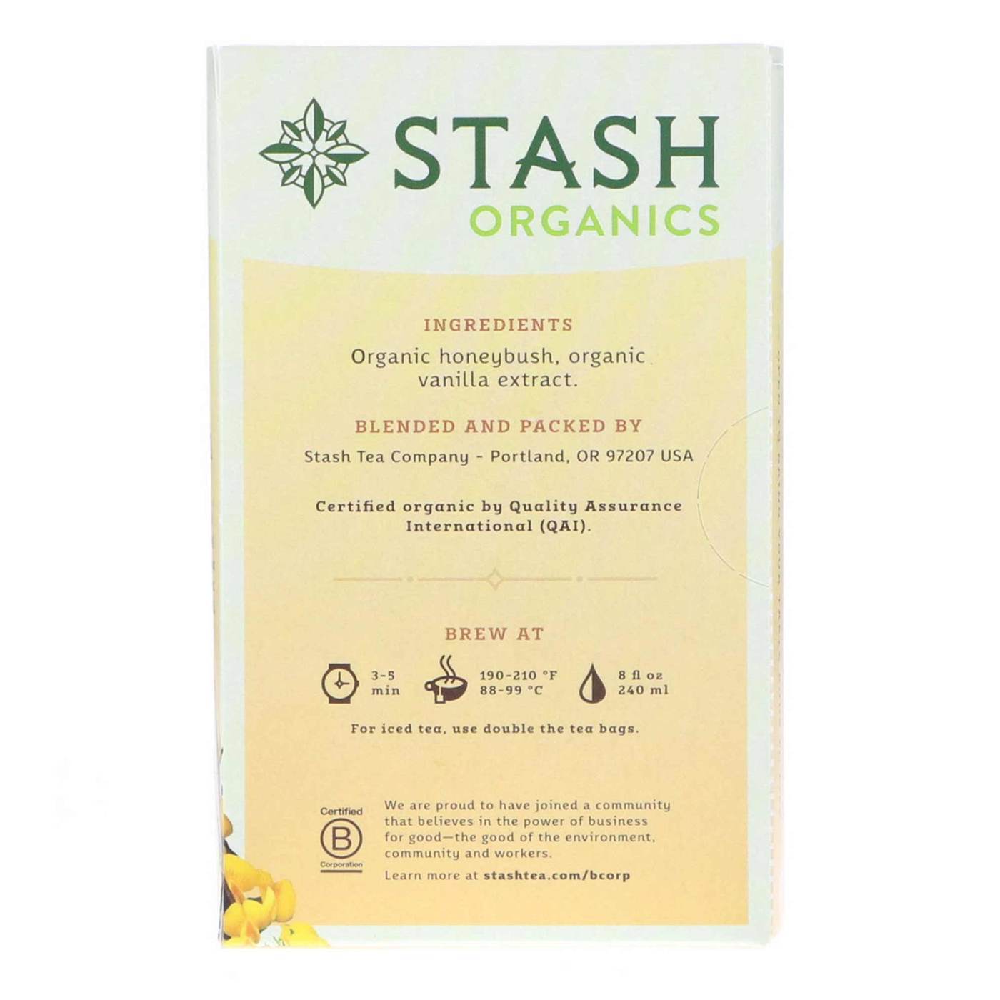 Stash Tea Organic, Chá de Ervas Orgânicas com Honeybush Rooibos e Baunilha - 18 Saquinhos de Chá - Imagem 5