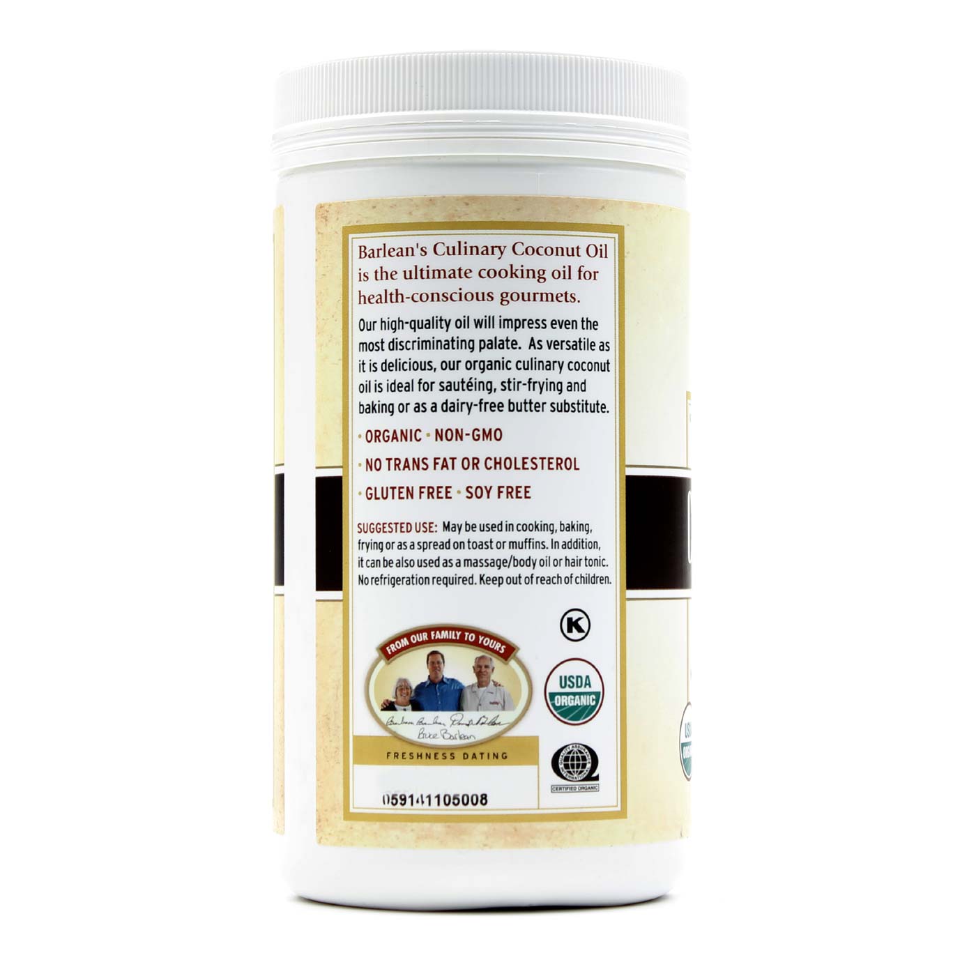 Barlean's, Óleo de Coco Orgânico Culinária - 946 ml (32 fl oz) - Imagem 3