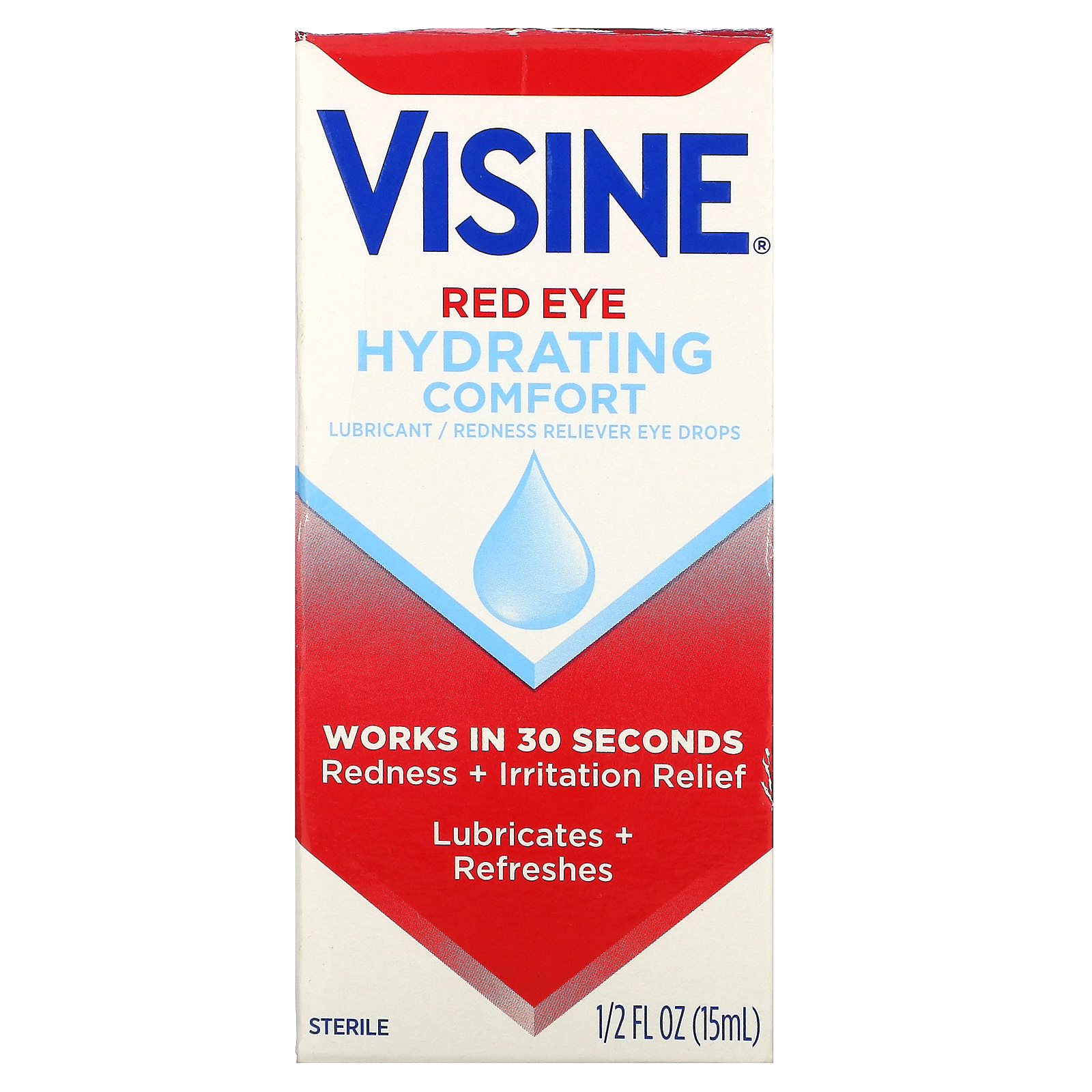 Visine, Red Eye, Hydrating Comfort, Lubricant/Redness Reliever Eye Drops, 1/2 fl oz (15 ml) - Imagem 2