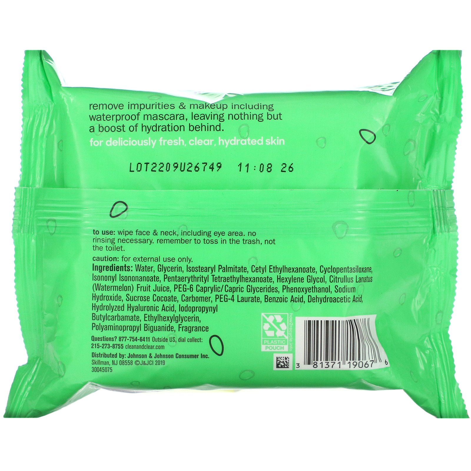 Clean & Clear, Watermelon Cleansing Wipes, 25 Wipes - Imagem 2