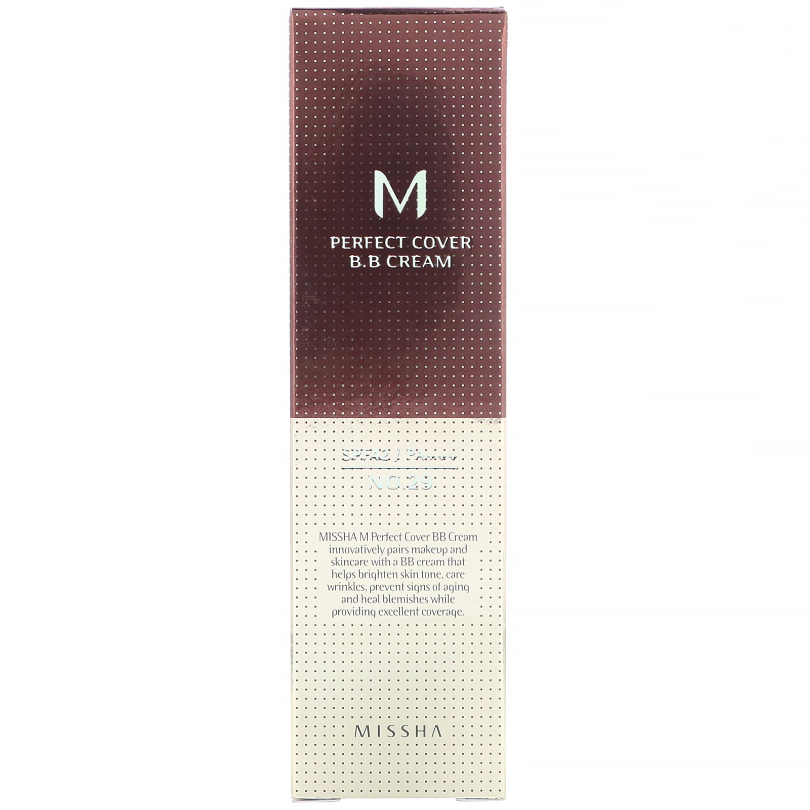 Missha, M Perfect Cover B.B Cream, FPS 42 PA+++, N. 29 Bege Caramelo, 50 ml (1,7 oz) - Imagem 2