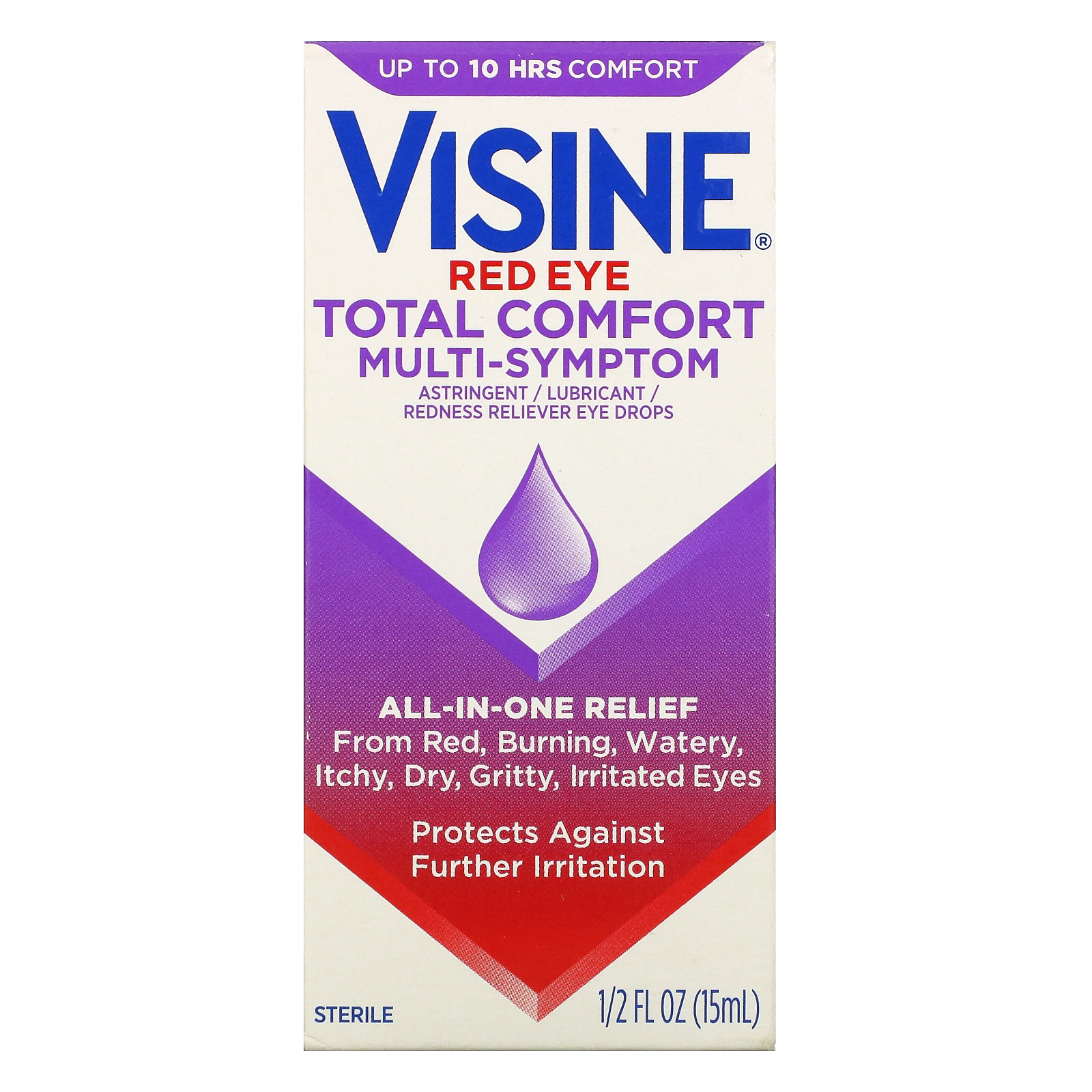 Visine, Red Eye Total Comfort, Multi-Symptom Eye Drops, 1/2 fl oz (15 ml) - Imagem 2