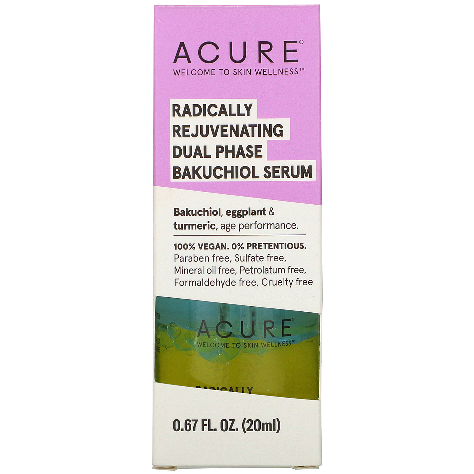 Acure, Radically Rejuvenating Dual Phase Bakuchiol Serum, 0.67 fl oz (20 ml) - Imagem 2