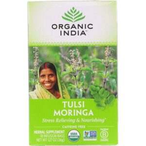 Comprar organic india, tulsi tea, moringa, caffeine free, 18 infusion bags, 1. 27 oz (36 g) preço no brasil alimentos chá chá de ervas chá de tulsi marcas a-z organic india suplemento importado loja 21 online promoção -