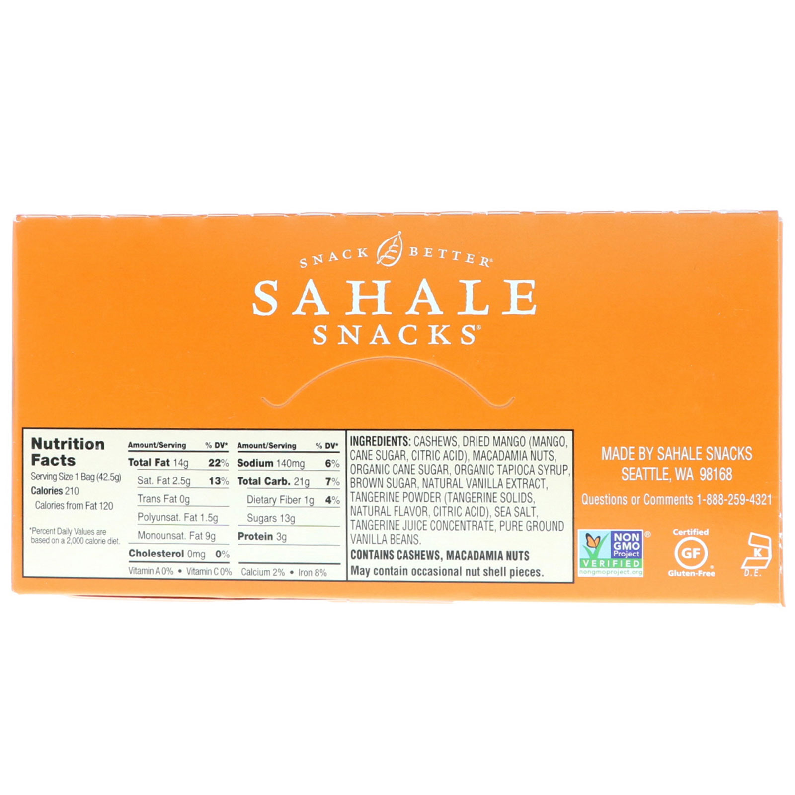 Sahale Snacks, Glazed Mix, Tangerine Vanilla Cashew-Macadamia, 9 Packs, 1.5 oz (42.5 g) Each - Imagem 3