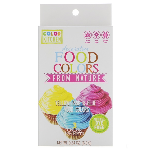 ColorKitchen, Decorativo, Corantes Alimentícios da Natureza, 3 Embalagens de Corantes, 0,24 oz (6,9 g)