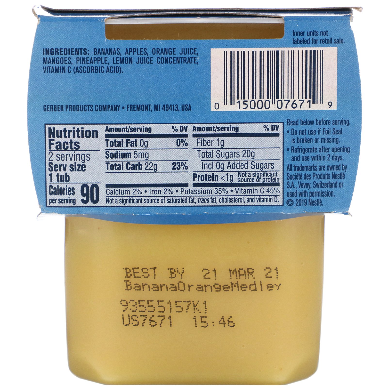 Gerber, Banana Orange Medley, 2 Packs, 4 oz (113 g) Each - Imagem 2