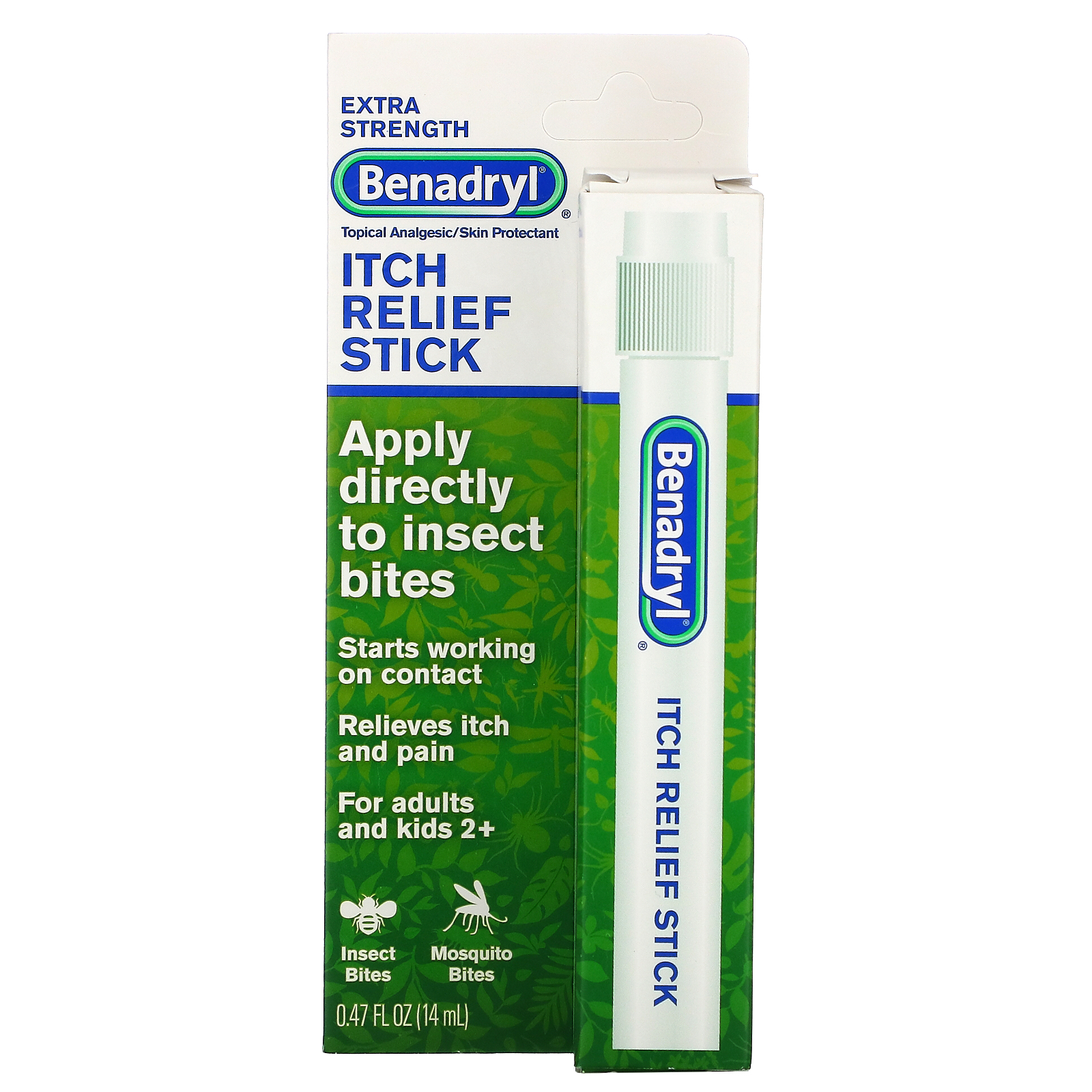 Benadryl, Itch Relief Stick, Extra Strength, 0.47 fl oz (14 ml) - Imagem 2