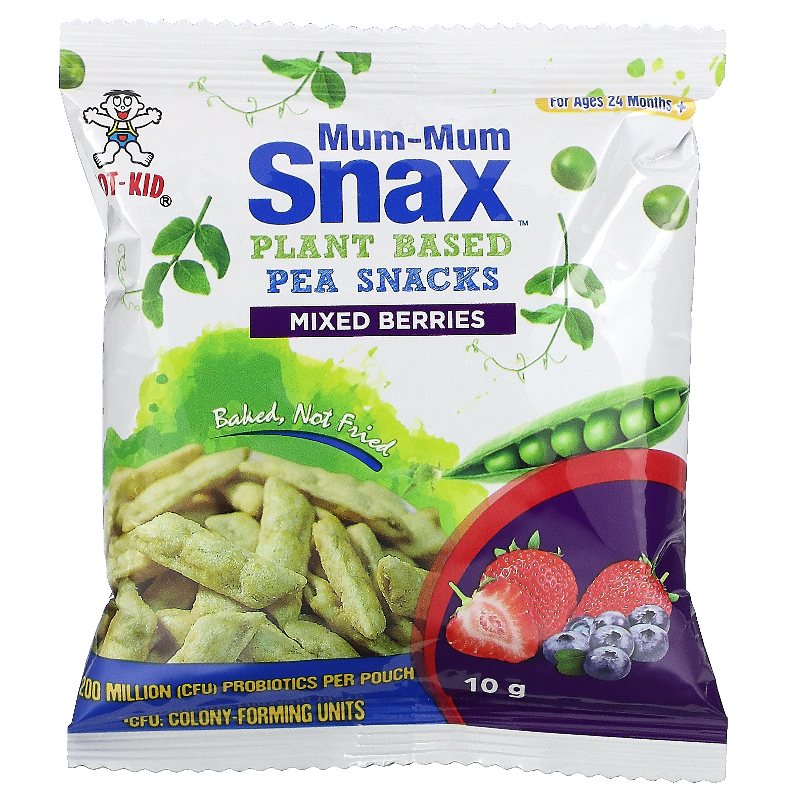 Hot Kid, Mum-Mum Snax, Baked Pea Snacks, Mixed Berries, 5 Pouches, 1.76 oz (50 g) - Imagem 3