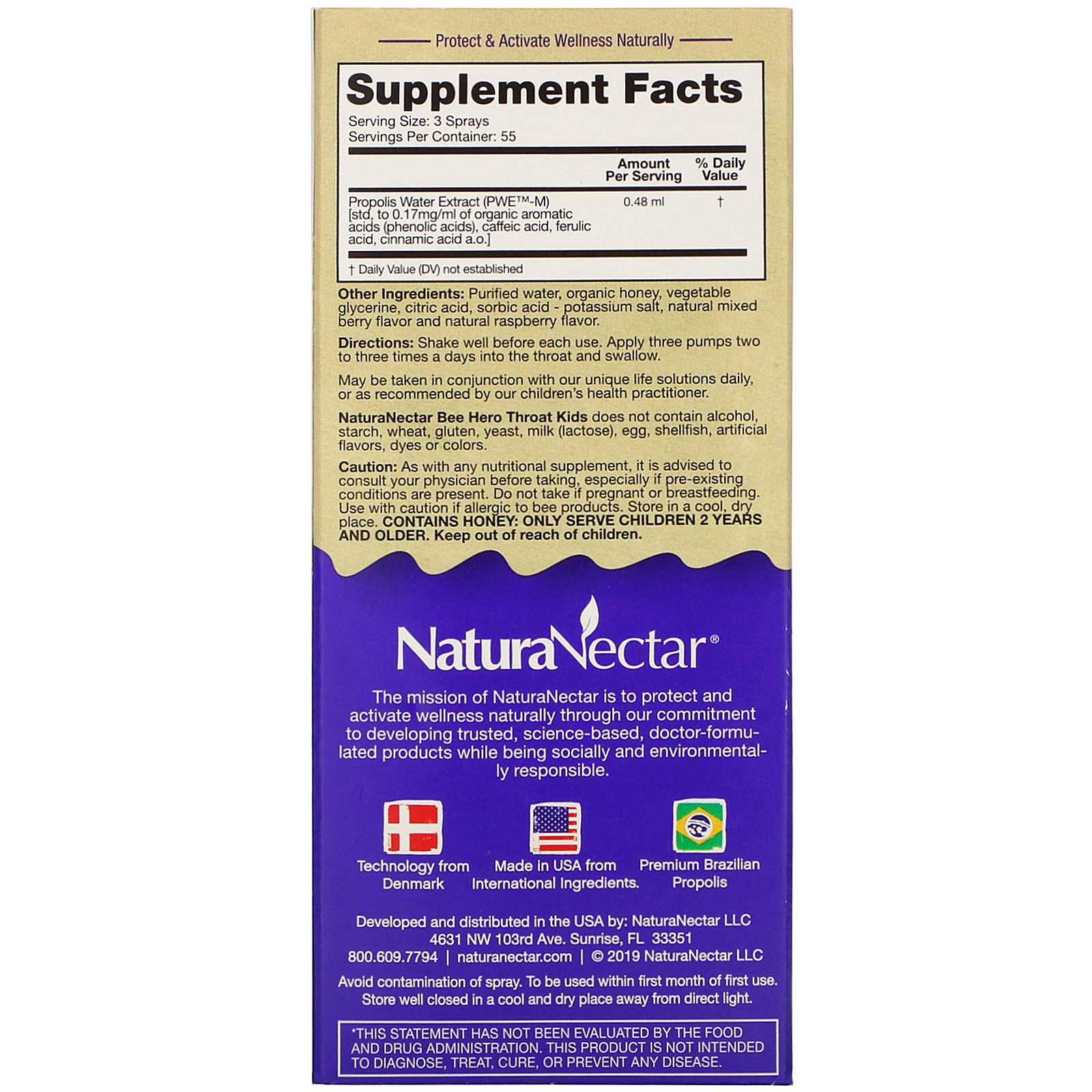 NaturaNectar, Bee Hero Throat Kids, Natural Propolis Spray, Berry Blast, 30 ml - Imagem 2