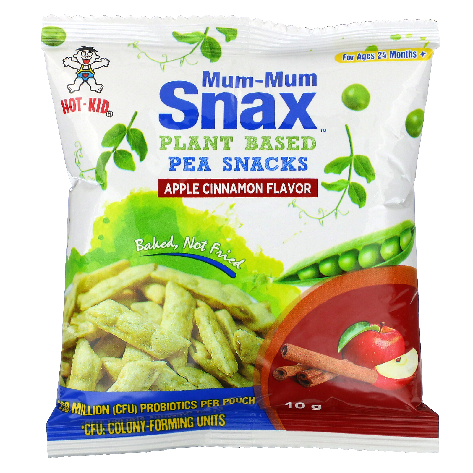 Hot Kid, Mum-Mum Snax, Baked Pea Snacks, For Ages 24 Months+, Apple Cinnamon, 5 Pouches, 1.76 oz (50 g) - Imagem 3