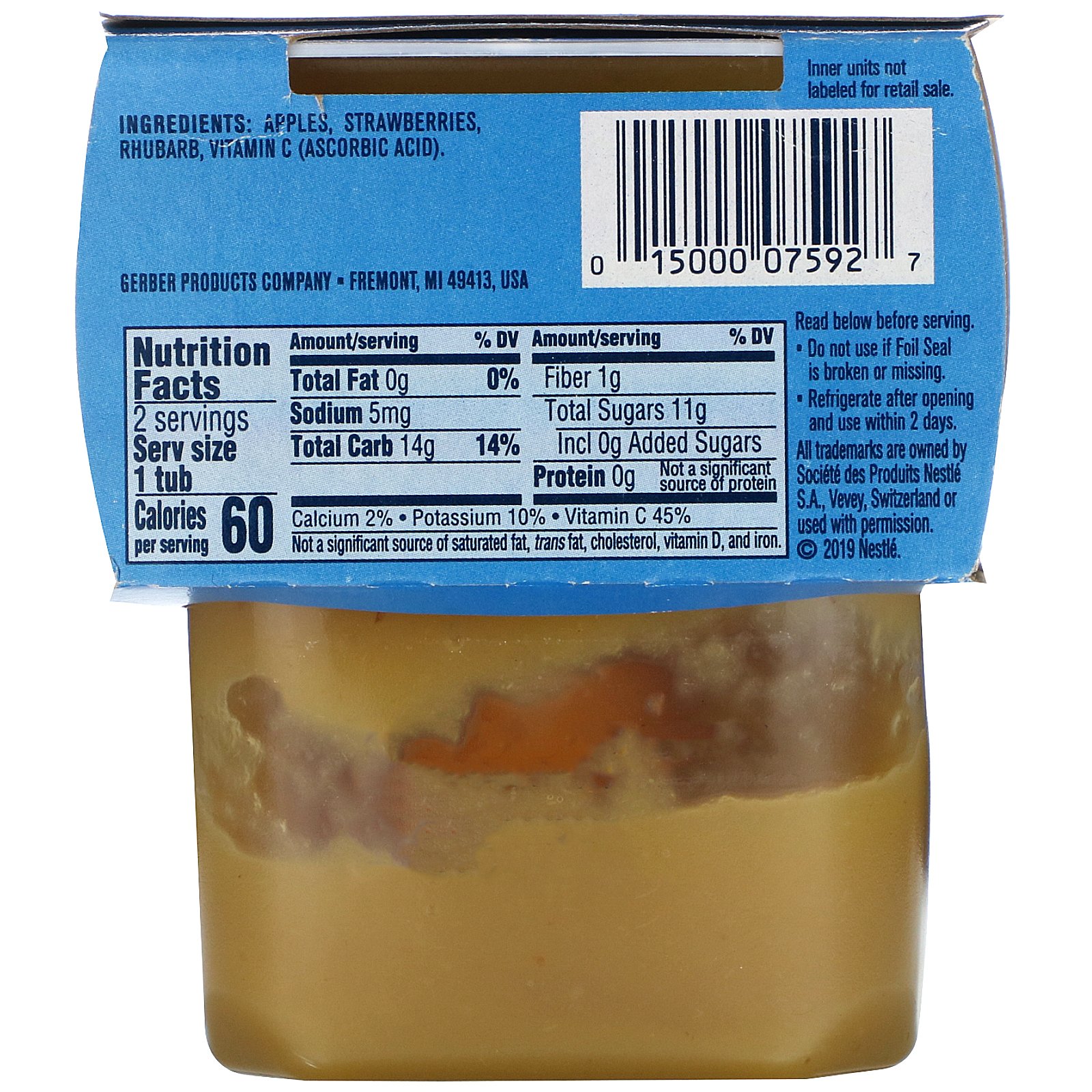 Gerber, Apple, Strawberry, Rhubarb, 2 Packs, 4 oz (113 g) Each - Imagem 2