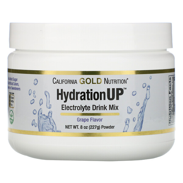 California Gold Nutrition, HydrationUP, Mistura em Pó para Bebida com Eletrólitos, Uva, 227 g (8 oz)