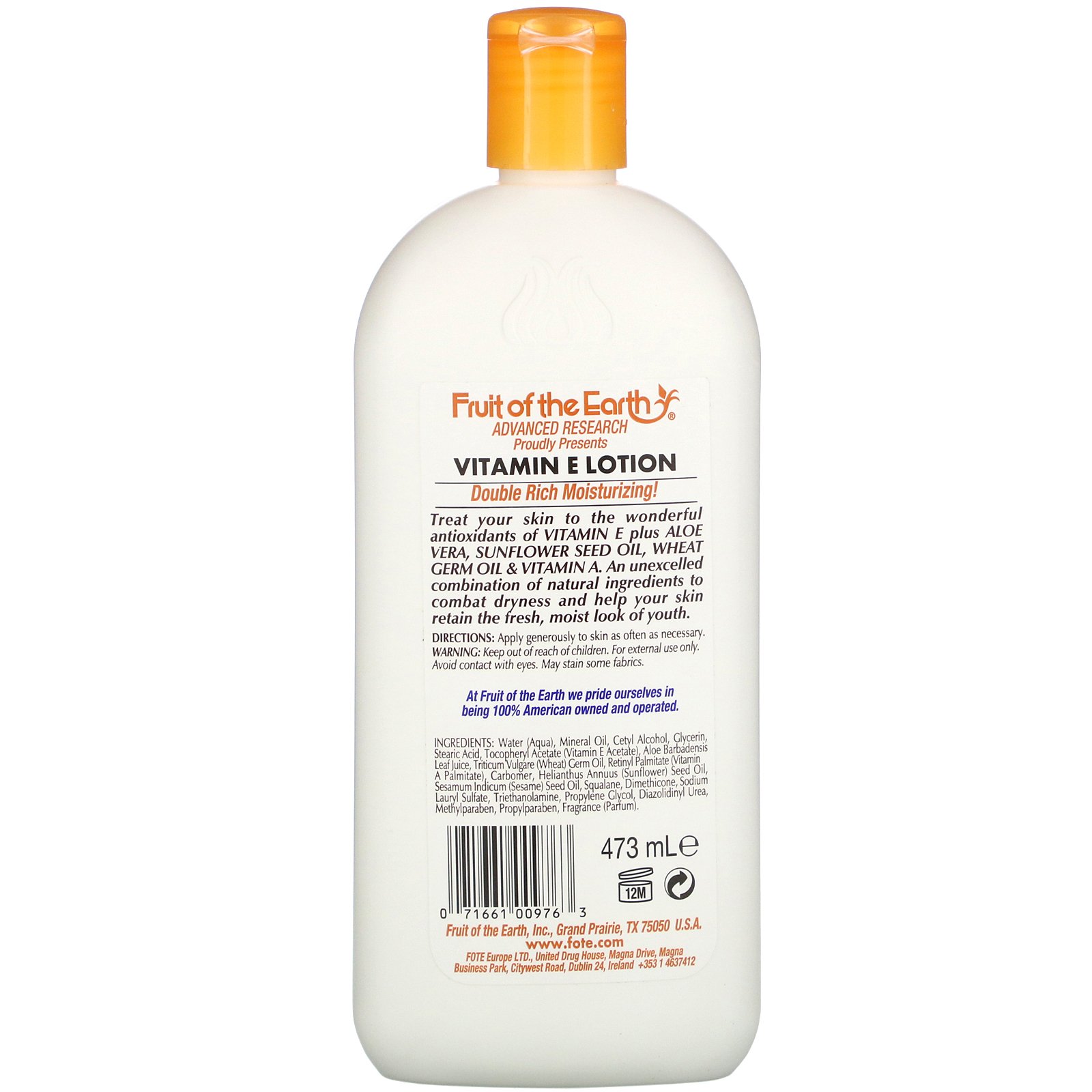 Fruit of the Earth, Vitamin E Skin Care Lotion, 16 fl oz (473 ml) - Imagem 2