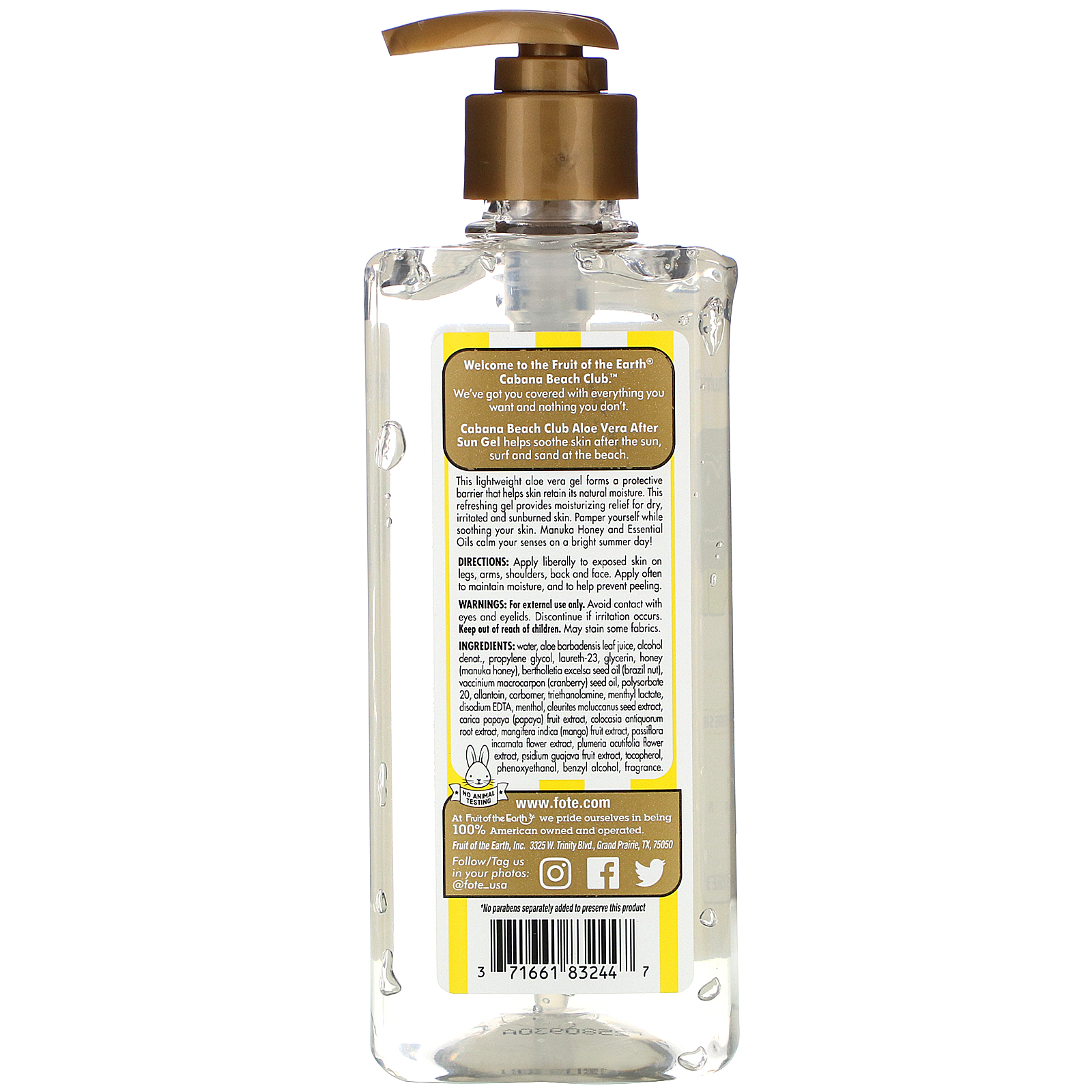 Fruit of the Earth, Aloe Vera, After Sun Gel with Manuka Honey & Essential Oils, 16 oz (453 g) - Imagem 2