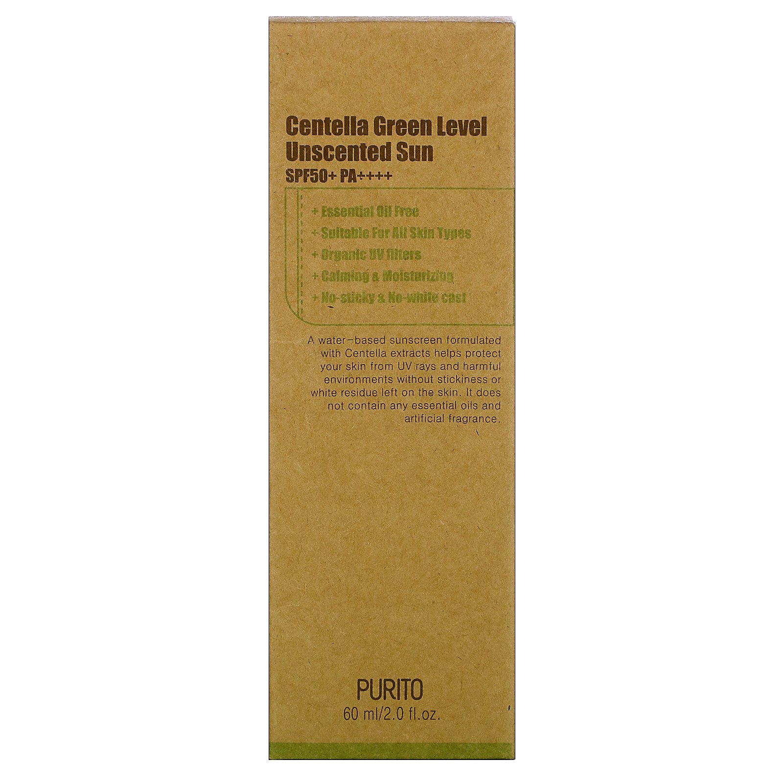 Purito, Centella Green Level, Unscented Sun, SPF 50+ PA++++, 2.0 fl oz (60 ml) - Imagem 2