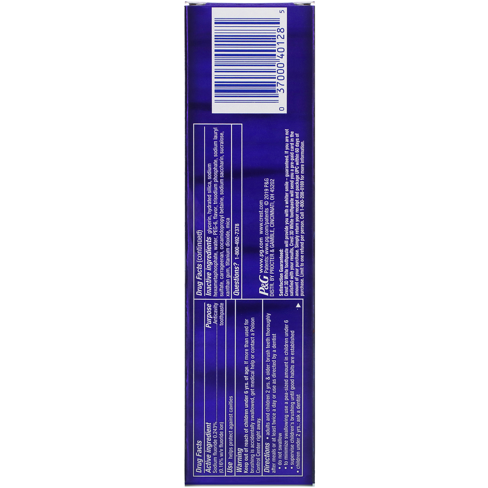 Crest, 3D White, Fluoride Anticavity Toothpaste, Glamorous White, 4.1 oz (116 g) - Imagem 3