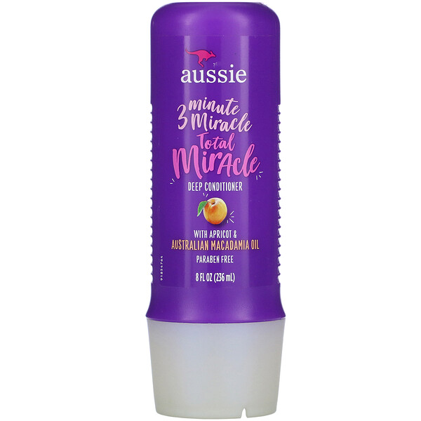 Aussie, 3 Minute Miracle, Milagre Total, Condicionador Profundo com Óleo de Macadâmia Australiana e Damasco, 236 ml (8 fl oz)