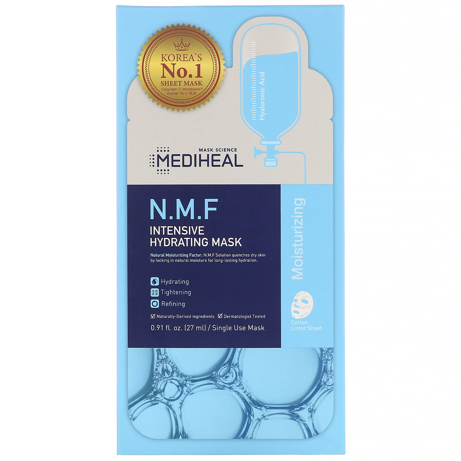 Mediheal, N.M.F, Máscara Hidratante Intensiva, 5 Folhas, 27 ml (0,91 fl oz) Cada - Imagem 2