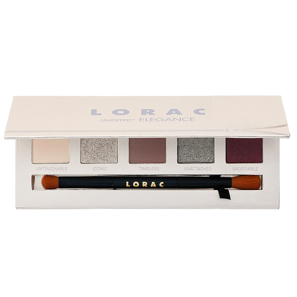 Lorac, Paleta de sombra Unzipped Elegance com pincel com duas extremidades, 10,5 g