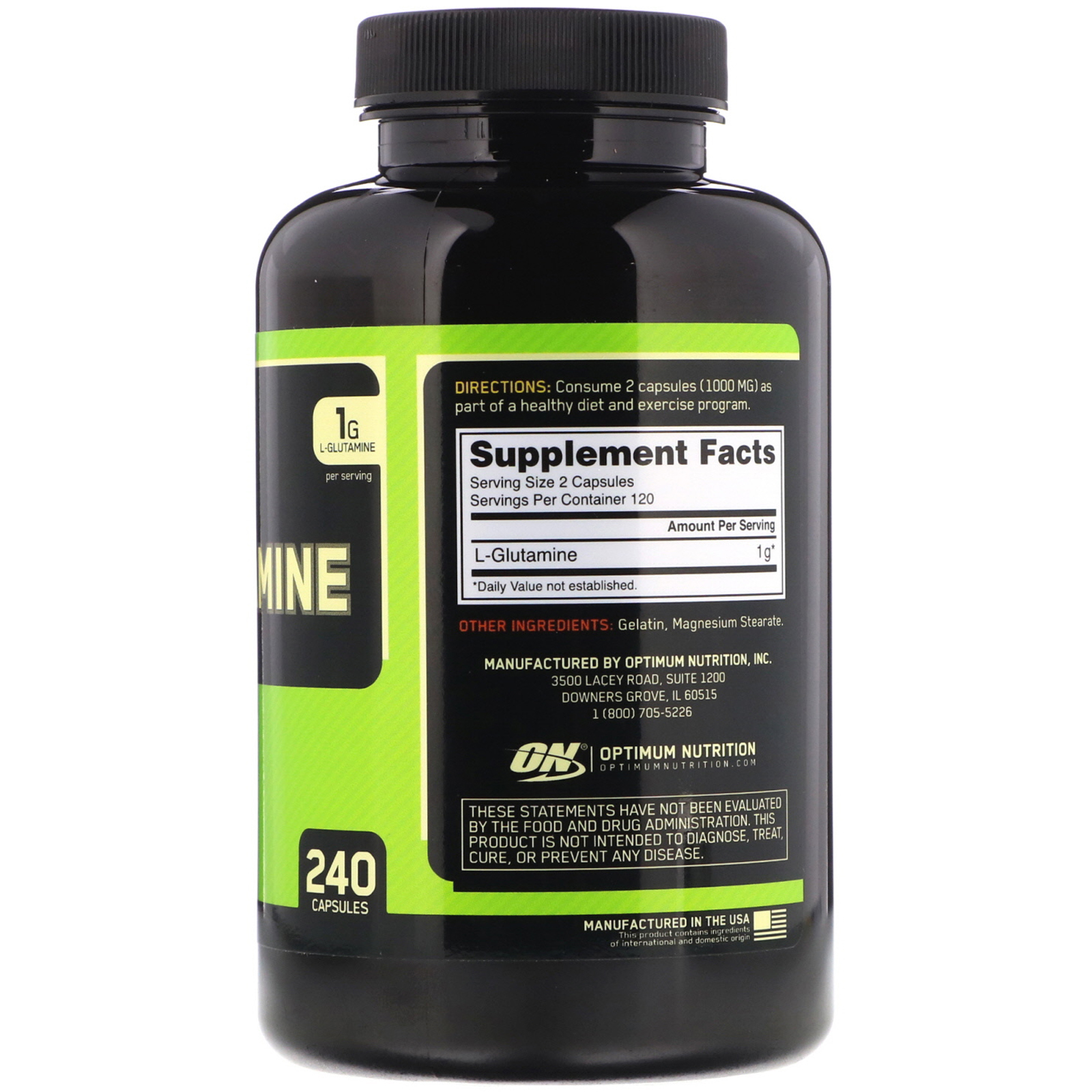 Optimum Nutrition, Glutamina, 1.000 mg, 240 Cápsulas - Imagem 2