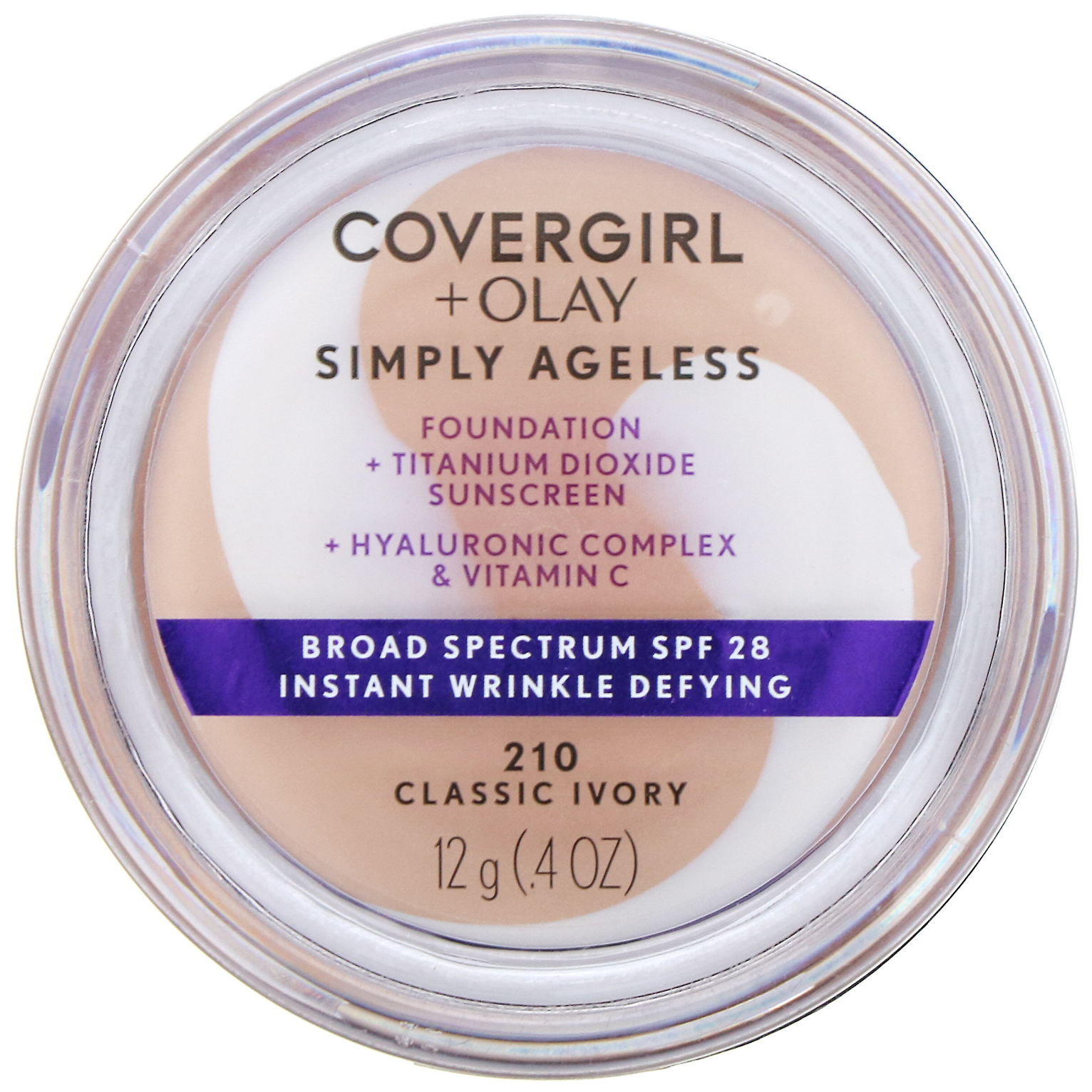 Covergirl, Base Olay Simply Ageless, 210 Marfim clássico, 12 g - Imagem 2