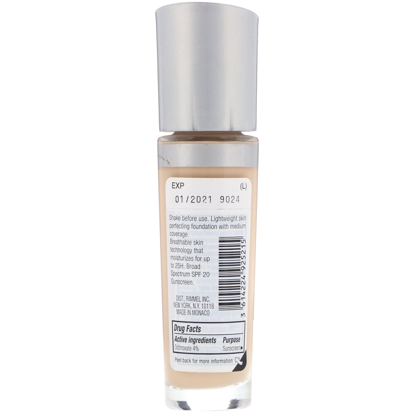 Rimmel London, Base de uso prolongado respirável Lasting Finish 25H, 100 Marfim, 30 ml - Imagem 2