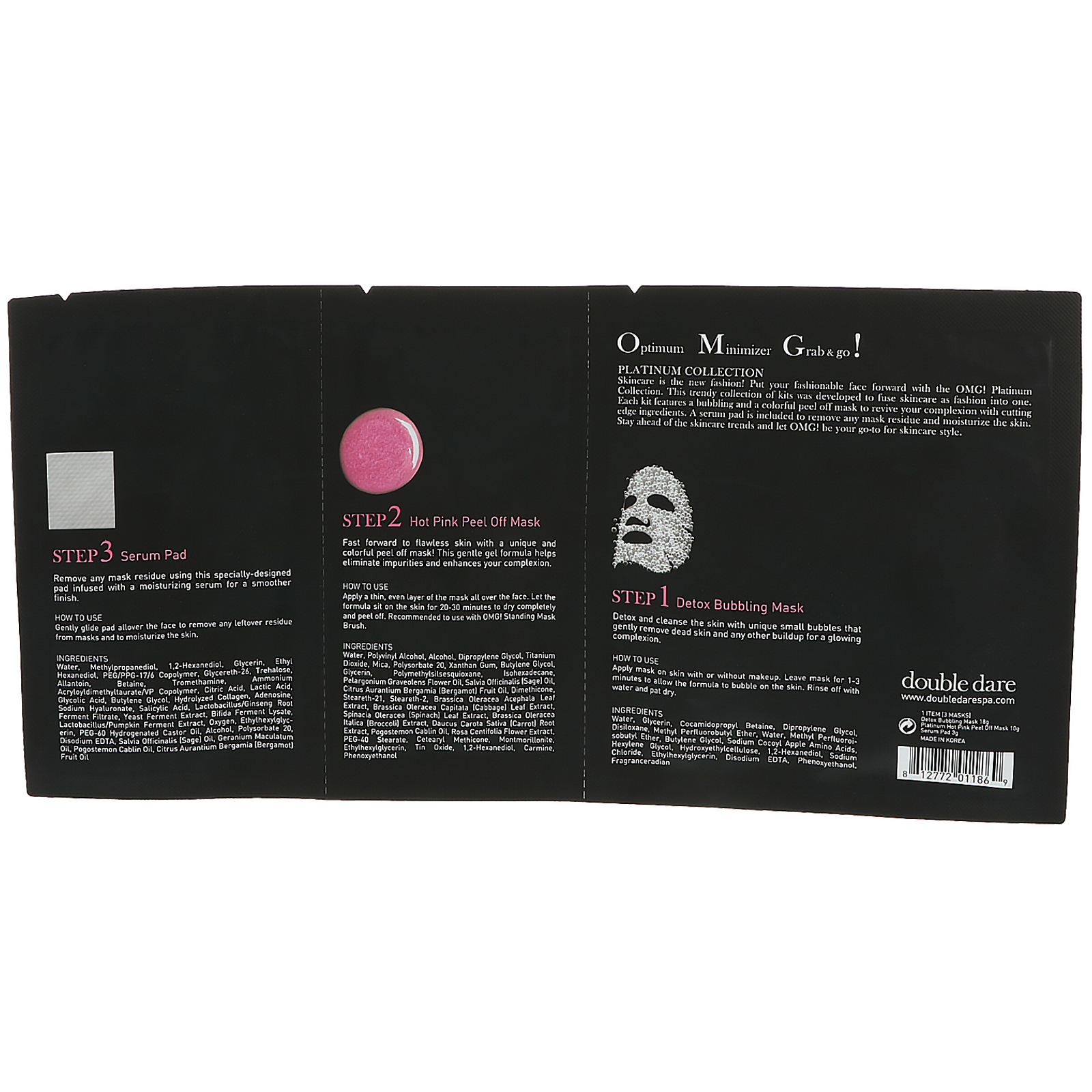 Double Dare, OMG!, Platinum Hot Pink Facial Mask Kit, 1 Kit - Imagem 2
