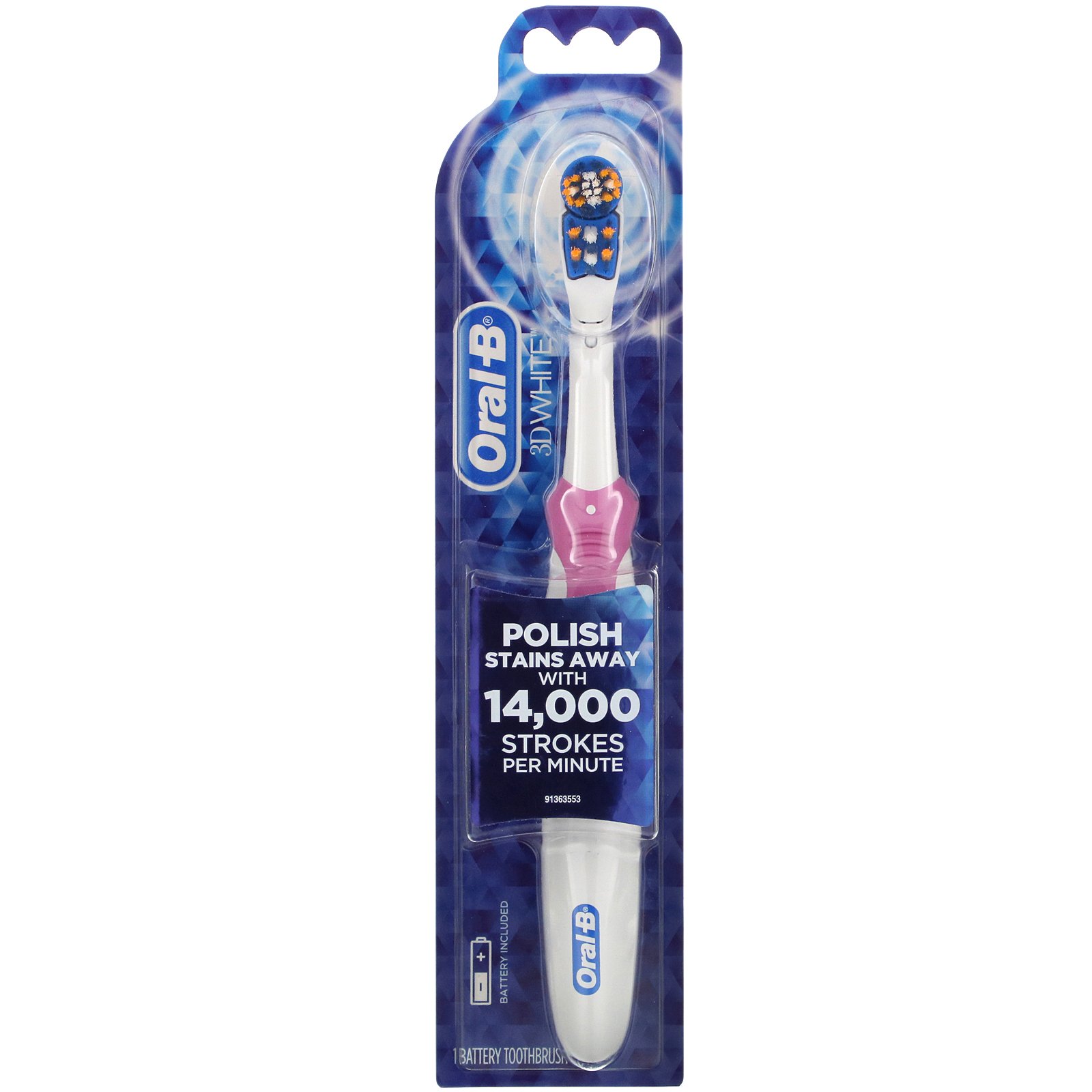 Oral-B, 3D White, Battery Powered Toothbrush, 1 Toothbrush - Imagem 2