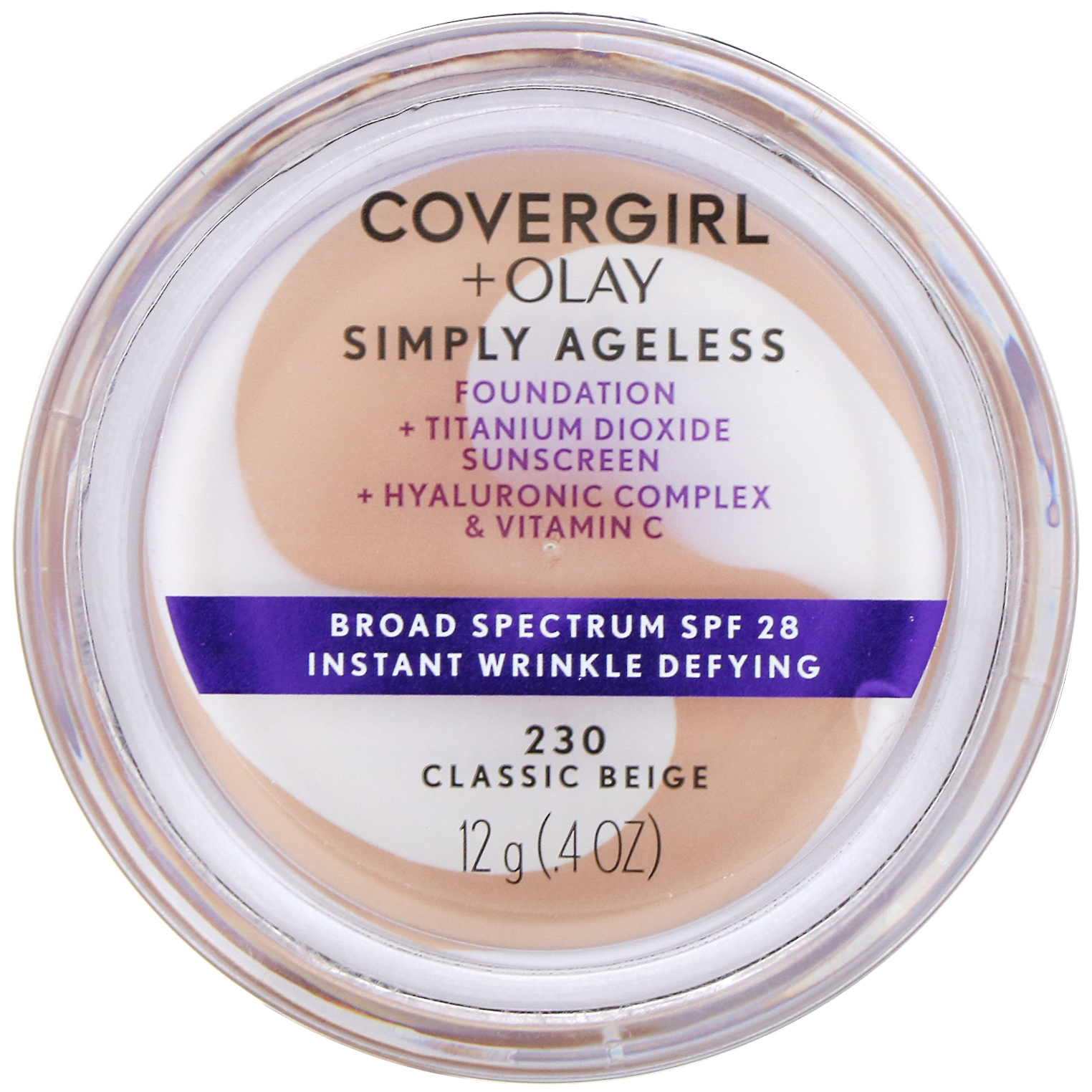 Covergirl, Base Olay Simply Ageless, 230 Bege clássico, 12 g - Imagem 2