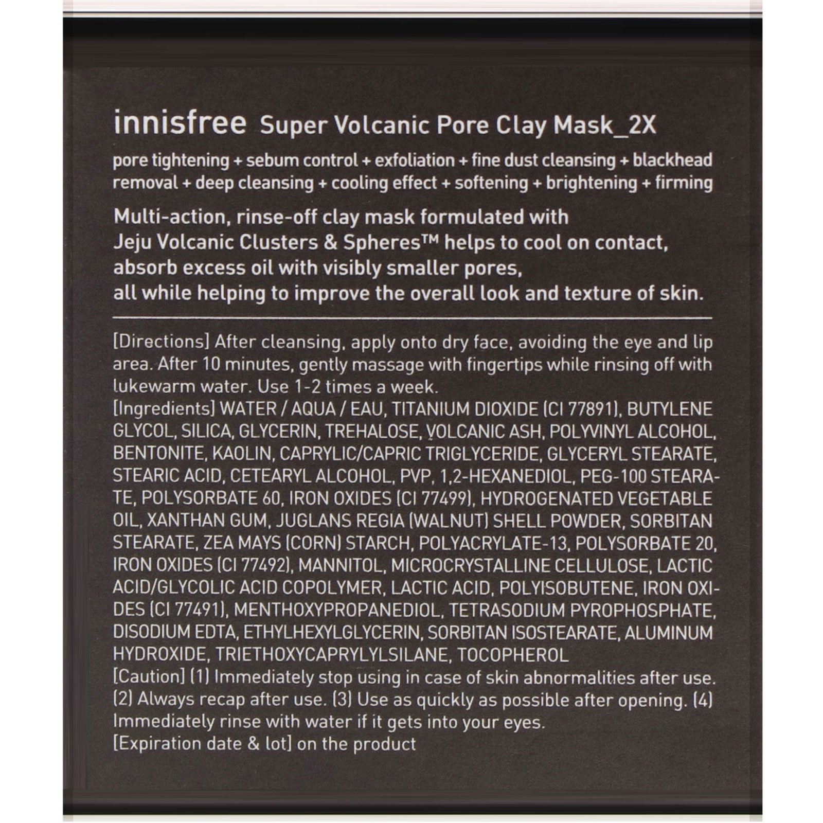 Innisfree, Máscara de Argila Porosa Super Vulcânica 2X, 3,38 fl oz (100 ml) - Imagem 3