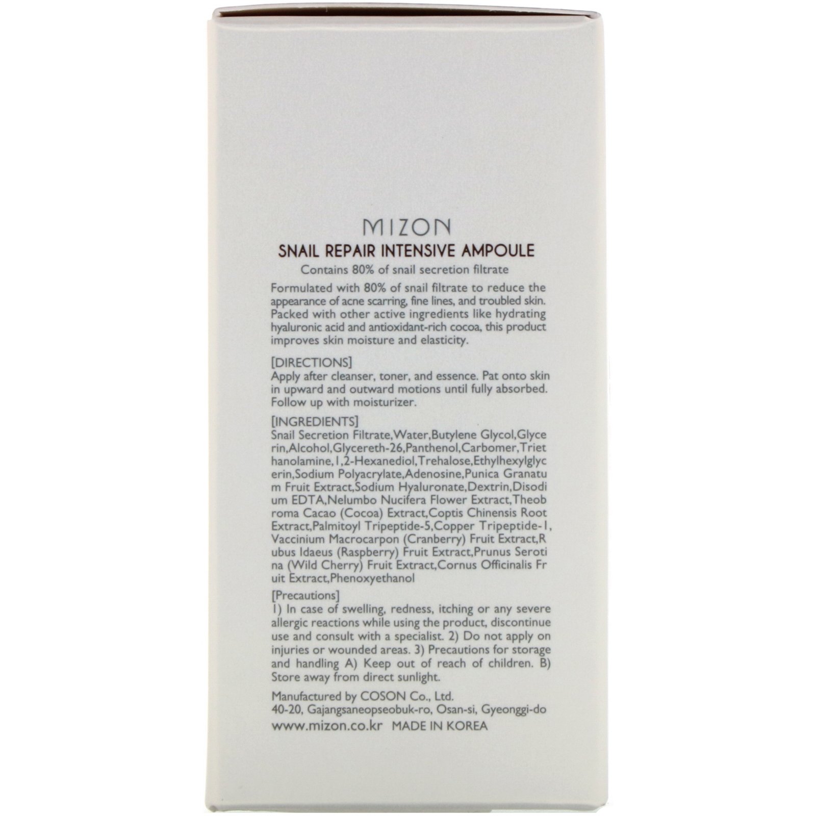 Mizon, Ampola Intensiva de Secreção de Lesma para Reparação, 1,01 fl oz (30 ml) - Imagem 3
