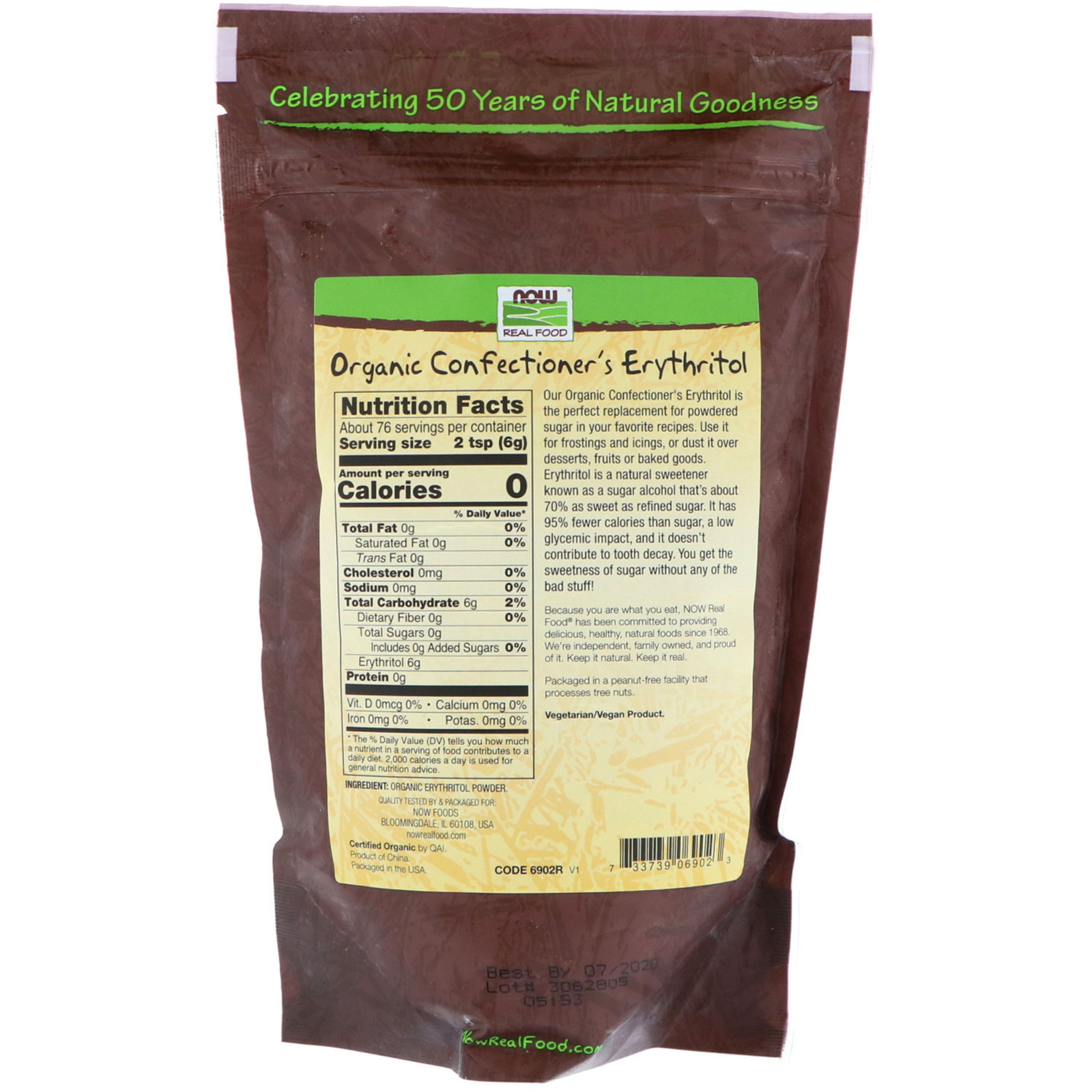 Now Foods, Eritritol de Confeiteiro Orgânico, 454 g (1 lb) - Imagem 2